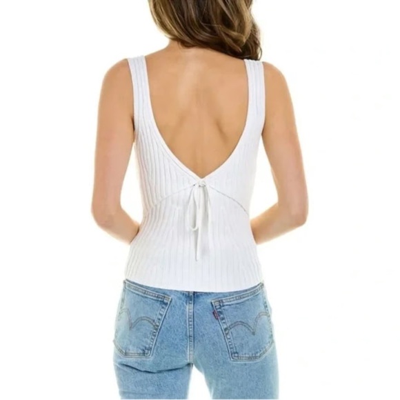 Vince Tops - VINCE Rib Tie Back Cotton Blend Tank Top in Optic White Size XS